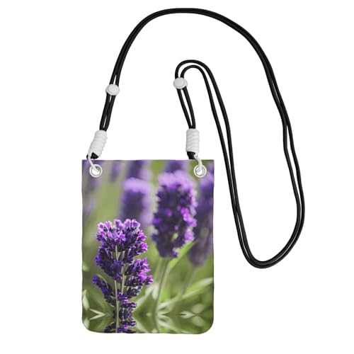WYCZHY Reise-Handy-Tasche mit Schulterriemen für Handy, Reisepass, Geldbörse, Lavendelfarben, Schwarz , Einheitsgröße von WYCZHY