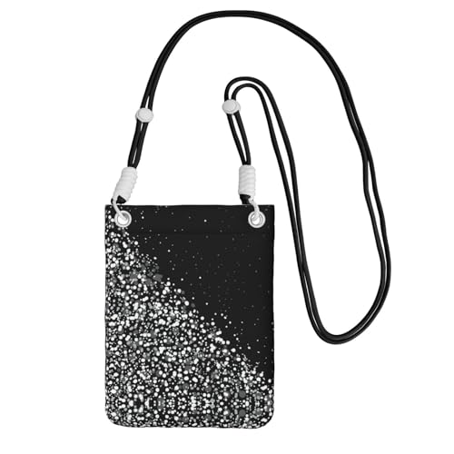 WYCZHY Reise-Handy-Tasche mit Schulterriemen für Handy, Reisepass, Geldbörse, Schwarz / Weiß, Schwarz , Einheitsgröße von WYCZHY