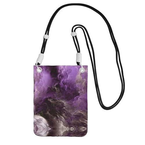 WYCZHY Reise-Handy-Tasche mit Schulterriemen für Handy, Reisepass, Geldbörse, Violett, Schwarz , Einheitsgröße von WYCZHY