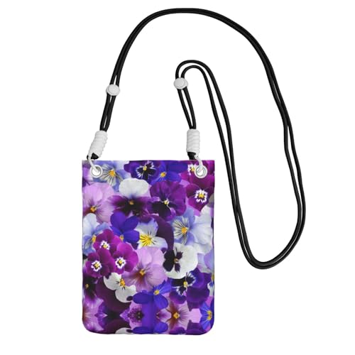 WYCZHY Reise-Handy-Tasche mit Schulterriemen für Handy, Reisepass, Geldbörse, Violett, Schwarz , Einheitsgröße von WYCZHY