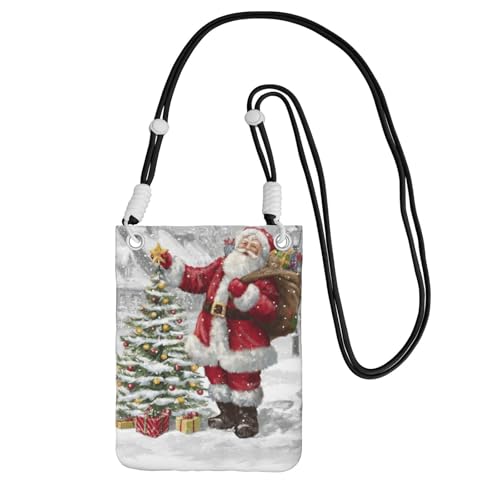 WYCZHY Reise-Handy-Tasche mit Weihnachtsmann-Motiv, mit Schultergurt, für Handy, Reisepass, Geldbörse, Schwarz , Einheitsgröße von WYCZHY