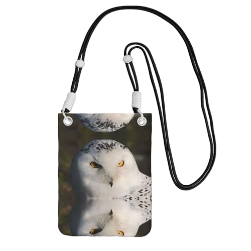 WYCZHY Reise-Handy-Tasche mit schneebedeckten Eulen-Augen, mit Schultergurt, für Handy, Reisepass, Geldbörse, Schwarz , Einheitsgröße von WYCZHY