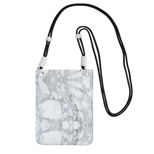 WYCZHY Reise-Handy-Tasche mit strukturiertem Marmor-Druck, mit Schultergurt, für Handy, Reisepass, Geldbörse, Schwarz, Schwarz , Einheitsgröße von WYCZHY