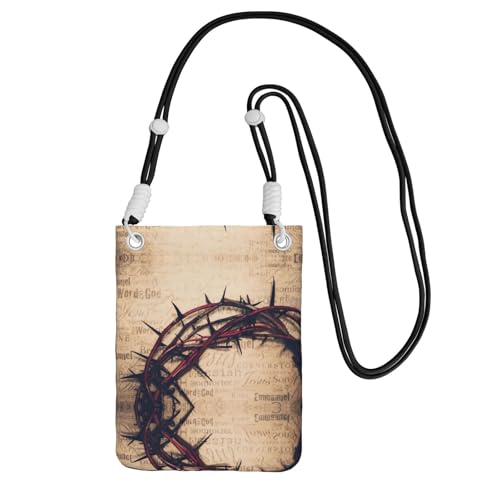 WYCZHY Reisetasche mit Dornenkronen-Druck, Crossbody-Tasche mit Schultergurt für Handy, Reisepass, Geldbörse, Schwarz , Einheitsgröße von WYCZHY