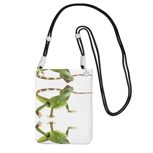 WYCZHY Reisetasche mit Eidechsen-HD-Druck, Umhängetasche mit Schultergurt für Handy, Reisepass, Geldbörse, Schwarz , Einheitsgröße von WYCZHY