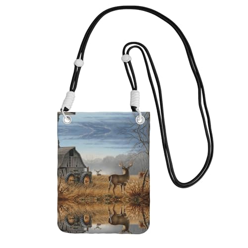 WYCZHY Reisetasche mit Hirsch-Motiv, Umhängetasche mit Schultergurt für Handy, Reisepass, Geldbörse, Schwarz , Einheitsgröße von WYCZHY
