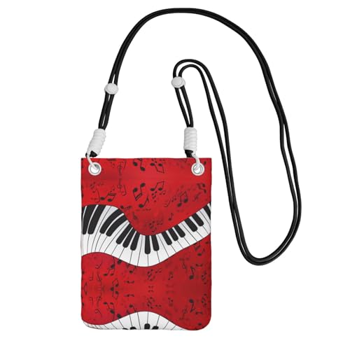 WYCZHY Reisetasche mit Musiknoten-Klavierdruck, Umhängetasche mit Schultergurt für Handy, Reisepass, Geldbörse, Schwarz , Einheitsgröße von WYCZHY