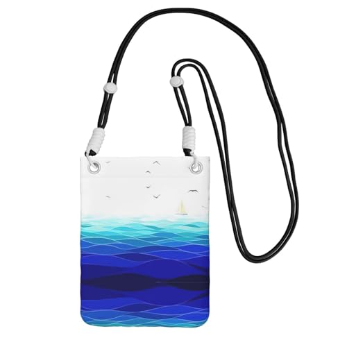 WYCZHY Reisetasche mit Segelboot-Motiv, Crossbody-Tasche mit Schultergurt, für Handy, Wanderpass, Geldbörse, Schwarz , Einheitsgröße von WYCZHY