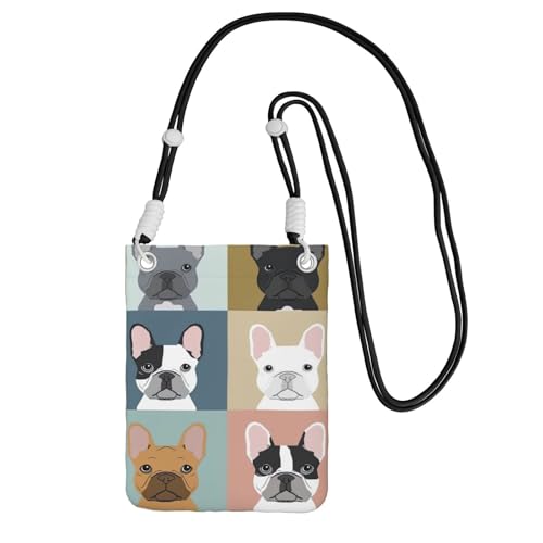 WYCZHY Reisetasche mit französischer Bulldogge, mit Schultergurt, für Handy, Reisepass, Geldbörse, Schwarz , Einheitsgröße von WYCZHY