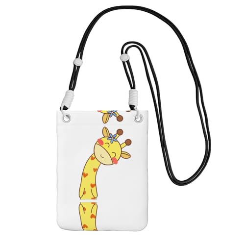 WYCZHY Reisetasche mit niedlichem Giraffen-Druck, mit Schultergurt, für Handy, Reisepass, Geldbörse, Schwarz , Einheitsgröße von WYCZHY