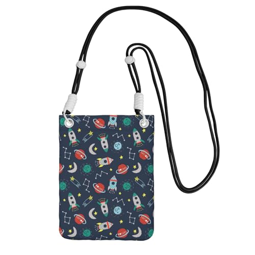 WYCZHY Rocket Clipart Reise-Handy-Tasche mit Schulterriemen für Handy, Reisepass, Geldbörse, Schwarz , Einheitsgröße von WYCZHY