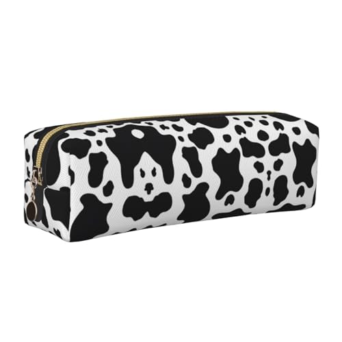 WYCZHY Stifteetui aus Leder, mit Kuhdruck, für Studenten, mit großem Fassungsvermögen, für die Schule, Schreibwaren, Schwarz und Weiß, gold, Einheitsgröße, Kosmetiktasche von WYCZHY