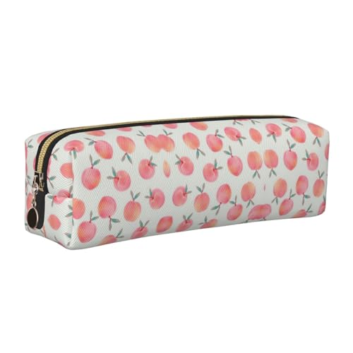 WYCZHY Stifteetui aus Leder, mit Pfirsichmuster, großes Fassungsvermögen, für die Schule, Schreibwaren-Werkzeug, Rosa, gold, Einheitsgröße, Kosmetiktasche von WYCZHY