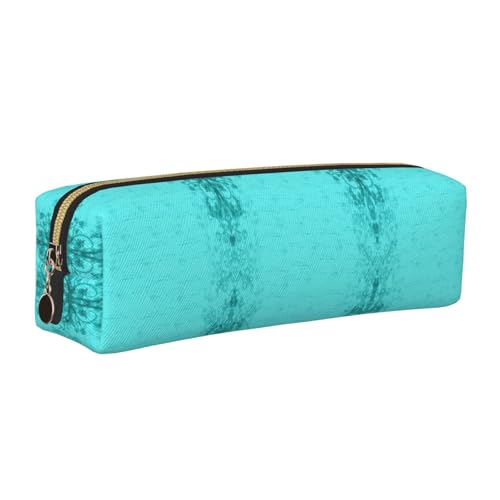 WYCZHY Stifteetui aus Leder, mit großem Fassungsvermögen, für Schule, Schreibwaren, Blaugrün, gold, Einheitsgröße, Kosmetiktasche von WYCZHY