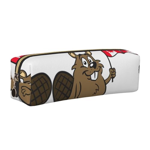 WYCZHY Stifteetui aus Leder mit Biberdruck, für Studenten, große Kapazität, Tasche für Schule, Schreibwarenwerkzeug, gold, Einheitsgröße, Kosmetiktasche von WYCZHY