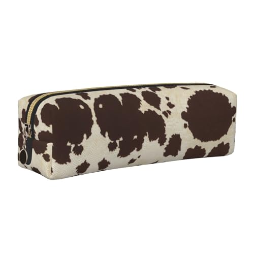 WYCZHY Stifteetui aus Leder mit Kuhfell-Aufdruck, für Studenten, große Kapazität, Tasche für die Schule für Schreibwaren-Werkzeug, gold, Einheitsgröße, Kosmetiktasche von WYCZHY