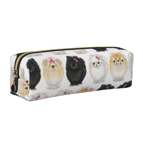 WYCZHY Stifteetui aus Leder mit Zwergspitzmuster, für Studenten, große Kapazität, Tasche für Schule, Schreibwarenwerkzeug, gold, Einheitsgröße, Kosmetiktasche von WYCZHY