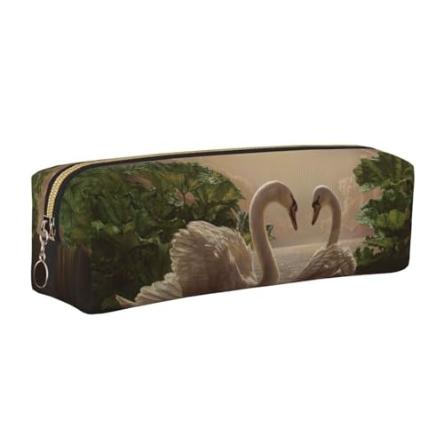 WYCZHY Stifteetui aus Leder mit grünen Blättern, große Kapazität, Tasche für Schule, Schreibwarenwerkzeug, gold, Einheitsgröße, Kosmetiktasche von WYCZHY