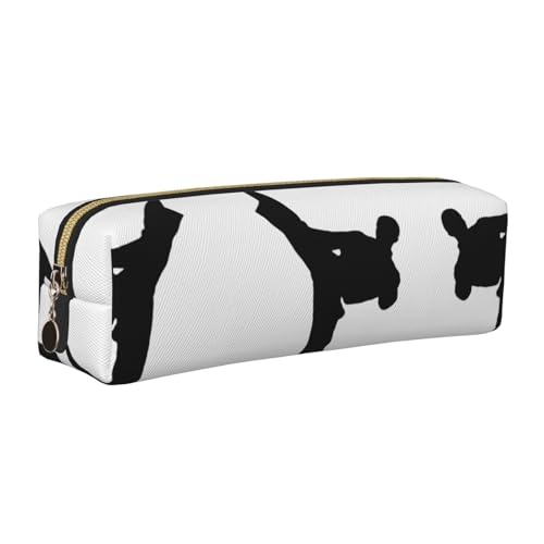 WYCZHY Taekwondo Federmäppchen für Kampfsport-Druckstudenten, Leder, große Kapazität, Tasche für Schule, Schreibwarenwerkzeug, gold, Einheitsgröße, Kosmetiktasche von WYCZHY