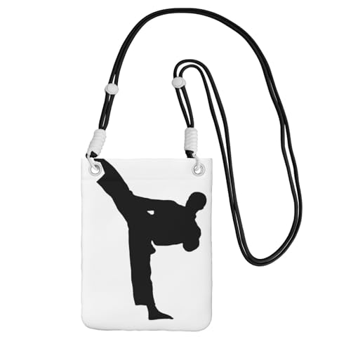 WYCZHY Taekwondo Kampfsport-Druck-Reise-Handy-Tasche mit Schultergurt für Handy, Reisepass, Geldbörse, Schwarz , Einheitsgröße von WYCZHY