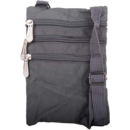 WYE LEATHER Kleine Umhängetasche für Damen aus geknittertem Nylon, Grau - grau - Größe: Small von WYE LEATHER