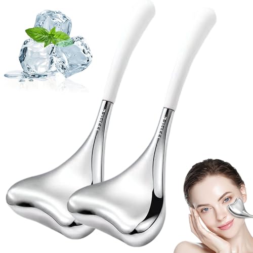 WYFCR 2PCS Ice Globes Gesichtshaut Pflege Werkzeuge, Gesicht Augen, Cryo Sticks für Hautpflege, Edelstahl Gesicht Schönheit Cryo Sticks für Mädchen Damen, kühlende Massage Spa Globes(weiß) von WYFCR