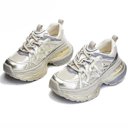 WYGGD Modische Plateau-Oxford-Sneaker für Damen – lässige, leichte Frühlings- und Herbst-Sneaker mit farblich passendem Trend, schlankmachenden und vielseitigen flachen Schuhen,Silver-38 WYGGD Modische Plateau-Oxford-Sneaker für Damen – lässige, leichte Frühlings- und Herbst-Sneaker mit farblich passendem Trend, schlankmachenden und vielseitigen flachen Schuhen,Silver-38 von WYGGD