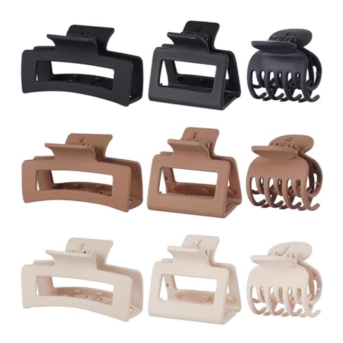 9 Stück Haarklammern, 3 Stil Rutschfeste Haarklammern Haarspangen für Damen Mädchen claw clip Haar klammern set für Dünnes Dickes Kleine Haar (Muster E) von WYGOOD