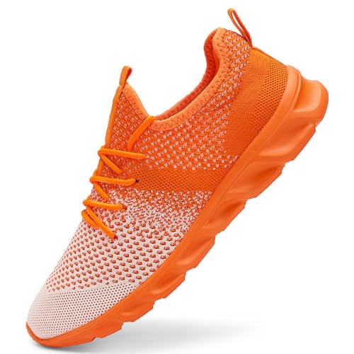 WYGRQBN Herren-Tennisschuhe, Fitnessstudio, Laufen, leicht, atmungsaktiv, Freizeit-Sneaker, Orange Neu, 46 EU von WYGRQBN