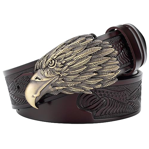 Gürtel Herren Vulture-Serie, Adler Herren GürtelHerren-Gürtel Western Cowboy, Gürtel mit Adlerkopfmuster Tierschnallenkopf Retro-Prägung Gravur,Braun,110CM/43.3'' Gürtel Herren Vulture-Serie, Adler Herren GürtelHerren-Gürtel Western Cowboy, Gürtel mit Adlerkopfmuster Tierschnallenkopf Retro-Prägung Gravur,Braun,110CM/43.3'' von WYJRO