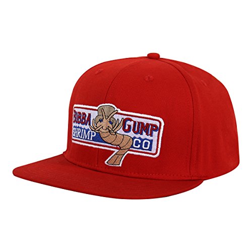 Verstellbare Bubba Gump Baseballkappe Shrimp Co. bestickte Mütze (rot) (flache Krempe), Rot/Ausflug, einfarbig (Getaway Solids), Einheitsgröße von WYKBPX