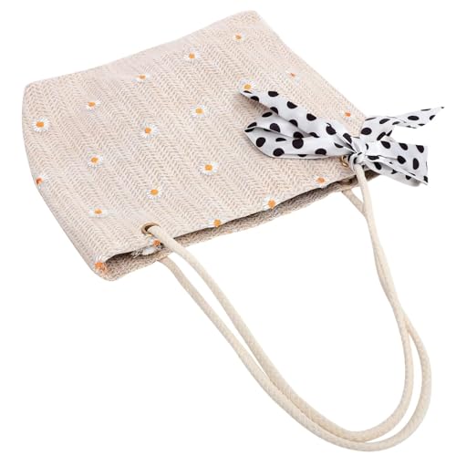 WYLFYJP Geflochtene Strandtasche, Gewebte Stroh-Einkaufstasche For Damen, Modische All-Match-Handtasche Mit Zufälligem Stil For Sommer-Strandpartys Und Den Täglichen Gebrauch, Handgefertigtes Weben von WYLFYJP