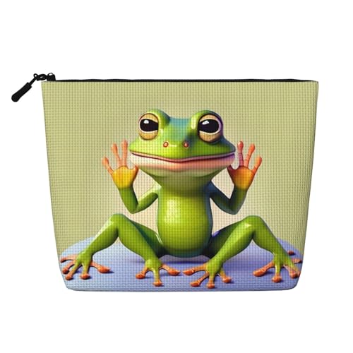 WYLXIN The Funny Frog Doing Yoga Fake Hanf Makeup Bag Umweltfreundlich und langlebig, einfaches Design, einfach Ihre Beauty-Essentials zu verstauen. von WYLXIN