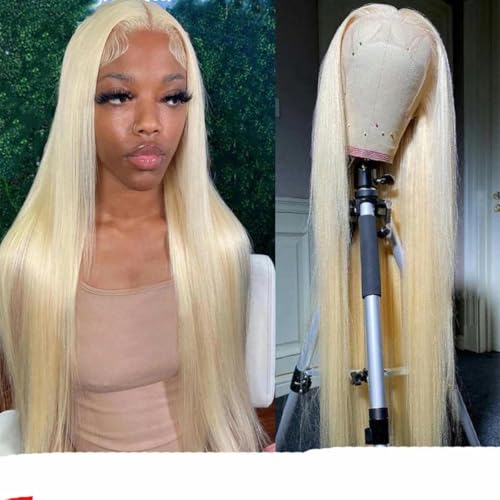 13x6 HD Lace Frontal Perücke Blond 13x4 Lace Front Echthaar Perücken für Frauen Vorgepuckte Knochenglatte Echthaar Perücken-13x6 Lace Front Perücke-28 Zoll-180 Dichte von WYLZBA
