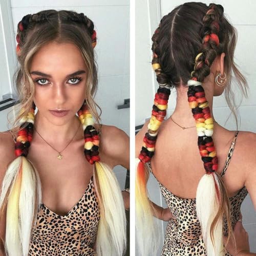 24" Synthetisches Flechthaar Ombre Flechthaar Jumbo-Zopfhaarverlängerung für Frauen Hunderte von Farben DIY-Haar-B107-24 Zoll von WYLZBA