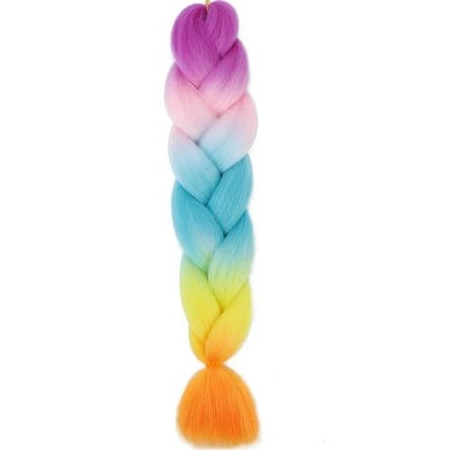 24 Zoll Jumbo Braids Extensions Synthetisches Flechthaar Afro Ombre Farbe Haar für Kinder Braid-E8-24inches von WYLZBA