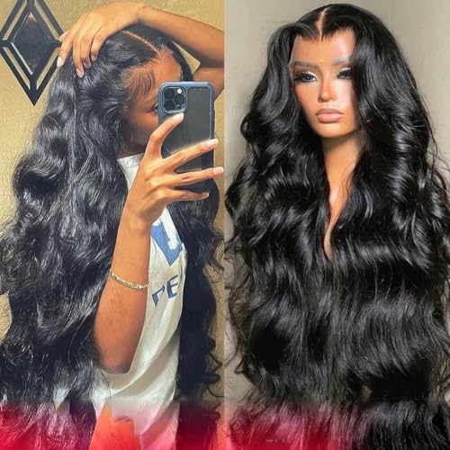 Body Wave Lace Front Perücke 13x4 13x6 30 32 34 36 38 Zoll 4x4 Lace Closure Perücke Gluless Transparent Human Hair Lace Frontal Perücke-360 HD Lace Perücke-28 Zoll-180 Dichte von WYLZBA