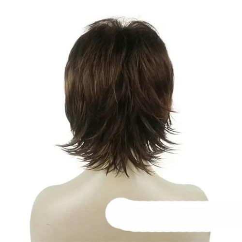 Damenperücke Schwarz/Weinrot Kurzes glattes gestuftes Haar Synthetische Vollperücke-33H27C-6inches von WYLZBA