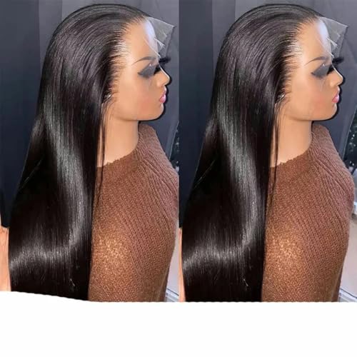 Gerade Lace-Front-Perücken aus Echthaar, 180% Dichte, 13 x 4 13 x 6 HD Lace-Frontal-Perücken für Frauen, Echthaar, 360 Lace-Front-Perücken-24 Zoll-180%-13 x 6 HD Lace-Perücke von WYLZBA