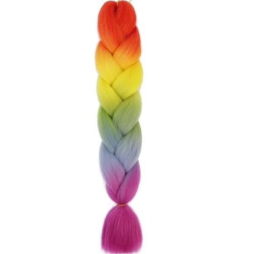 Jumbo Braid Synthetisches Flechthaar Ombre Jumbo Haarverlängerung für Frauen DIY Haarzöpfe Rosa Lila Gelb-E3-24 Zoll-1 Stück/Los von WYLZBA