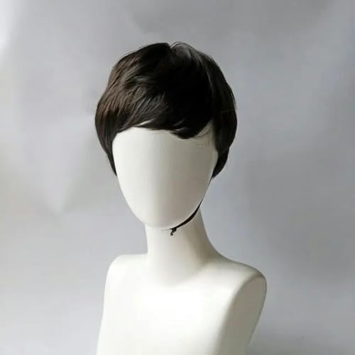 Perücke für Damen, grau, modisch, kurzes lockiges Haar, synthetische Hochtemperaturseide, gewebte Kopfbedeckung, yt-schwarz von WYLZBA