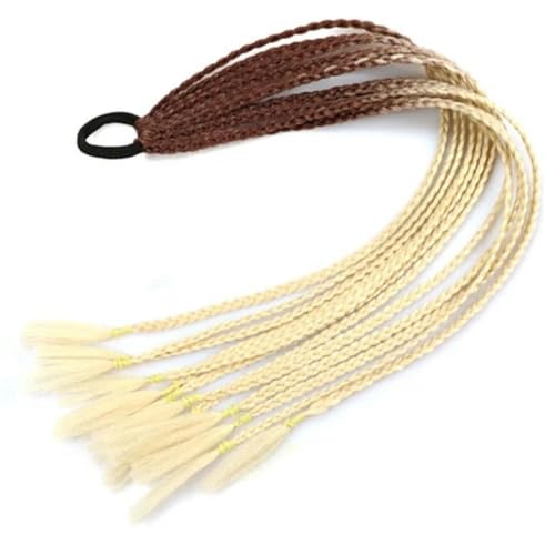 Synthetische, farbige, geflochtene Pferdeschwanz-Haarverlängerung, Regenbogenfarbene Zöpfe, Pferdeschwanz mit Gummiband, Zopf für Mädchen, B39-24 Zoll von WYLZBA