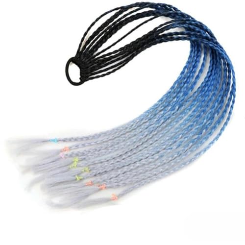 Synthetische, farbige, geflochtene Pferdeschwanz-Haarverlängerung, Regenbogenfarbene Zöpfe, Pferdeschwanz mit Gummiband, Zopf für Mädchen, C20-24 Zoll von WYLZBA