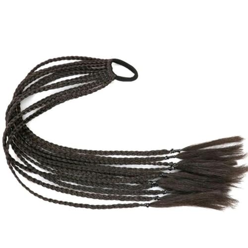 Synthetische, farbige, geflochtene Pferdeschwanz-Haarverlängerung, Regenbogenfarbene Zöpfe, Pferdeschwanz mit Gummiband, Zopf für Mädchen-Q37-2-24 Zoll von WYLZBA