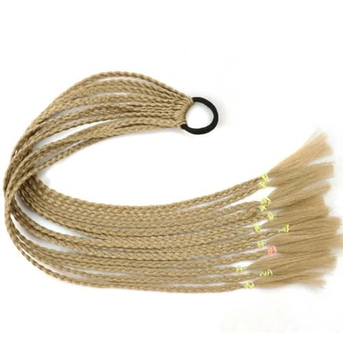 Synthetische, farbige, geflochtene Pferdeschwanz-Haarverlängerung, Regenbogenfarbene Zöpfe, Pferdeschwanz mit Gummiband, Zopf für Mädchen-Q37-24-24 Zoll von WYLZBA