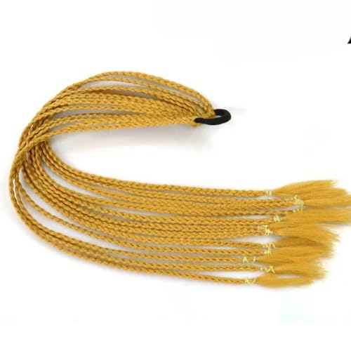 Synthetische, farbige, geflochtene Pferdeschwanz-Haarverlängerung, Regenbogenfarbene Zöpfe, Pferdeschwanz mit Gummiband, Zopf für Mädchen-Q37-A21-24 Zoll von WYLZBA