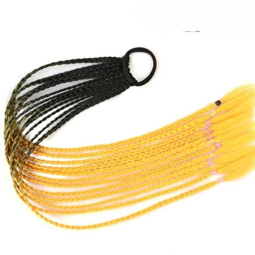 Synthetische, farbige, geflochtene Pferdeschwanz-Haarverlängerung, Regenbogenfarbene Zöpfe, Pferdeschwanz mit Gummiband, Zopf für Mädchen-Q37-B9-24 Zoll von WYLZBA