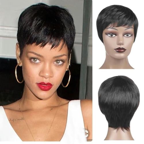 Synthetische, kurze, glatte Perücke mit Pony für Frauen, hitzebeständiges Haar, natürliches Schwarz, Braun, Blond, Orange, Perücken-PX8-1B-4 Zoll-1 Stück Synthetische, kurze, glatte Perücke mit Pony für Frauen, hitzebeständiges Haar, natürliches Schwarz, Braun, Blond, Orange, Perücken-PX8-1B-4 Zoll-1 Stück von WYLZBA