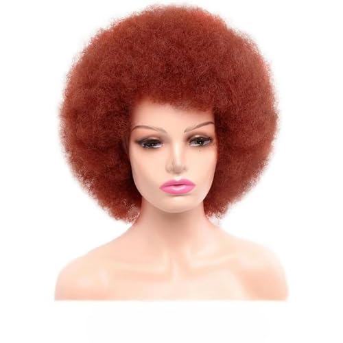 Synthetische Afro-Perücke, kurze, flauschige Haarperücken für schwarze Frauen, verworrenes, lockiges Haar für Party, Tanz, Cosplay-Perücken mit Pony-350 Synthetische Afro-Perücke, kurze, flauschige Haarperücken für schwarze Frauen, verworrenes, lockiges Haar für Party, Tanz, Cosplay-Perücken mit Pony-350 von WYLZBA