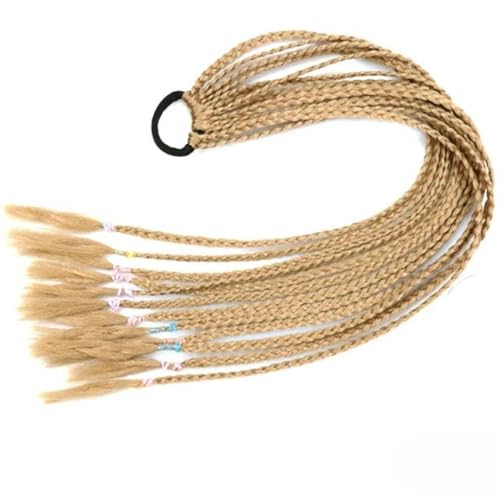 Synthetischer geflochtener Pferdeschwanz in Regenbogenfarben für Mädchen, elastisches Gummiband, 60 cm, Zopf, Pferdeschwanz-Haarverlängerung-27 von WYLZBA